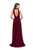 La Femme - 25568 Ruched High Neck Open Back Dress In Red