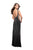 La Femme - 25569 Metallic Beaded Deep V-neck Sheath Dress In Black