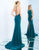 Ieena Duggal  - 25572I Dangling Fringed Halter Sheath Gown In Green