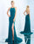 Ieena Duggal  - 25572I Dangling Fringed Halter Sheath Gown In Green