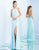 Ieena Duggal  - 25572I Dangling Fringed Halter Sheath Gown In Blue