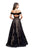 La Femme - 25574 Off-Shoulder Two-Piece Tulle A-line Gown In Black