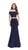 La Femme - 25578 Two-Piece Fold-Over Off Shoulder Jersey Gown in Blue
