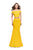 La Femme - 25578 Two-Piece Fold-Over Off Shoulder Jersey Gown in Yellow