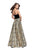 La Femme - 25581 Velvet Sweetheart Neck Floral A-line Gown In Black and Gold