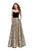 La Femme - 25581 Velvet Sweetheart Neck Floral A-line Gown In Black and Gold