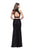 La Femme - 25589 High Neck Two-Piece Velvet Sheath Gown In Black