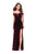 La Femme - 25591 Lace Embellished Off-Shoulder Velvet Sheath Dress In Red