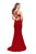 La Femme - 25594 Plunging Sweetheart Jersey Mermaid Gown In Red