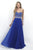 Intrigue - Lattice Beaded Strapless A-line Chiffon  Dress 255 in Blue