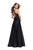 La Femme - 25601 Beaded Halter Back Cutout Dress In Black