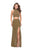 La Femme - 25604 Two-Piece High Neck Cutout Jersey Gown In Gold
