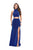 La Femme - 25604 Two-Piece High Neck Cutout Jersey Gown In Blue