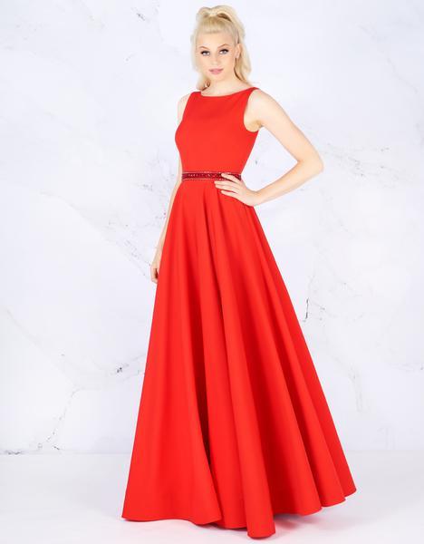 Mac Duggal - Sleeveless Bateau Crepe A-Line Gown 25608L In Red
