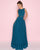 Mac Duggal - 25608L Sleeveless Bateau Crepe A-Line Gown In Blue and Green