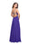La Femme - 25611 Beaded V-neck Satin A-line Dress In Purple