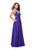 La Femme - 25611 Beaded V-neck Satin A-line Dress In Purple