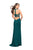 La Femme - 25612 Strappy Plunging Halter Dress In Green