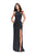 La Femme - 25619 Glittering Jersey Cutout Evening Dress In Blue and Multi-Color
