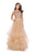 La Femme - 25620 Beaded Illusion Tulle Evening Gown In Neutral