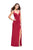 La Femme - 25623 Metallic Beaded Deep V-neck Jersey Dress In Red