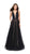 La Femme - 25630 Deep V-neck Tulle A-line Dress in Black