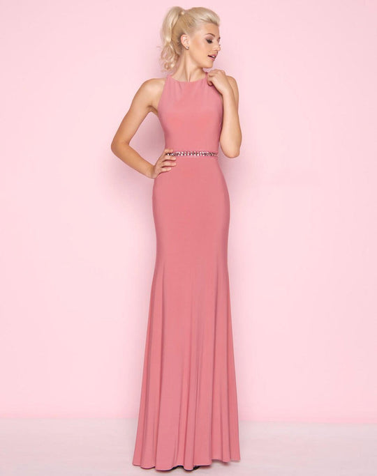 Mac Duggal - 25633L Fitted Jewel Strappy Dress In Pink