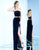 Ieena Duggal  - 25635I Fitted Strapless Slit Dress In Blue