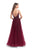 La Femme - 25636 Beaded Sweetheart Tulle Gown In Red and Purple