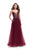 La Femme - 25636 Beaded Sweetheart Tulle Gown In Red and Purple