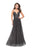 La Femme - 25636 Beaded Sweetheart Tulle Gown In Gray