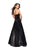 La Femme - 25638 Two Tone Satin A-line Gown In Black