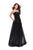 La Femme - 25638 Two Tone Satin A-line Gown In Black