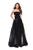 La Femme - 25638 Two Tone Satin A-line Gown In Black
