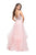 La Femme Gigi - 25639 Beaded Lace V-neck Ruffled Tulle A-line Dress In Pink