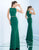 Ieena Duggal  - 25639I Sleeveless Jewel Crepe Sheath Gown In Green