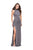 La Femme - 25641 Strappy High Neck Fitted Dress In Gray