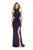 La Femme - 25641 Strappy High Neck Fitted Dress In Blue