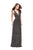 La Femme - 25643 Strappy Plunging V Neck Slit Dress In Gray