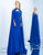 Ieena Duggal  - 25647I Embellished Choker Caped Sheath Gown In Blue