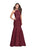 La Femme - 25650 Laser Cut Detailed Halter Mermaid Dress In Red