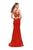 La Femme - 25651 Strappy Fitted V-Neck Trumpet Dress In Red