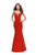 La Femme - 25651 Strappy Fitted V-Neck Trumpet Dress In Red