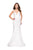 La Femme - 25651 Strappy Fitted V-Neck Trumpet Dress In White