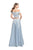La Femme - 25655 Lace Applique Two Piece Denim A-line Gown In Blue