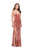 La Femme - 25659 Strappy Plunging Velvet Slit Dress In Pink