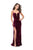 La Femme - 25659 Strappy Plunging Velvet Slit Dress In Red and Purple