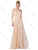 Dancing Queen - 2566 Long Sleeve Appliqued Lace Overskirt Gown In Neutral