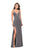 La Femme - 25660 Strappy Jersey Plunging Fitted Dress In Gray