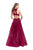 La Femme - 25664 Beaded Lace High Halter Organza Dress In Red